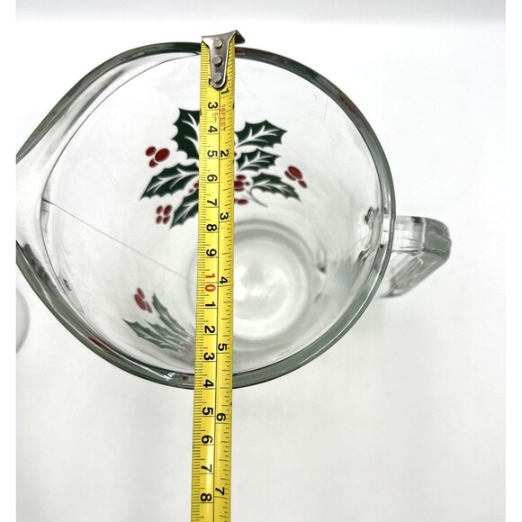 Vintage Crisa Glass Pitcher w/ 5 Glasses HOLLY'S & BERRIES - Picture 12 of 13